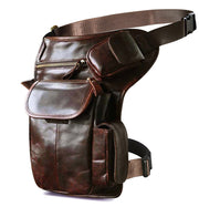 Men's oil waxed leather leg waist bag, view 6 - MRSLM
