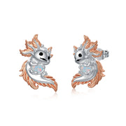 axolotl sterling silver stud earrings, view 2 - MRSLM