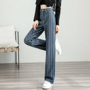 high-waist striped wide-leg jeans, view 4 - MRSLM