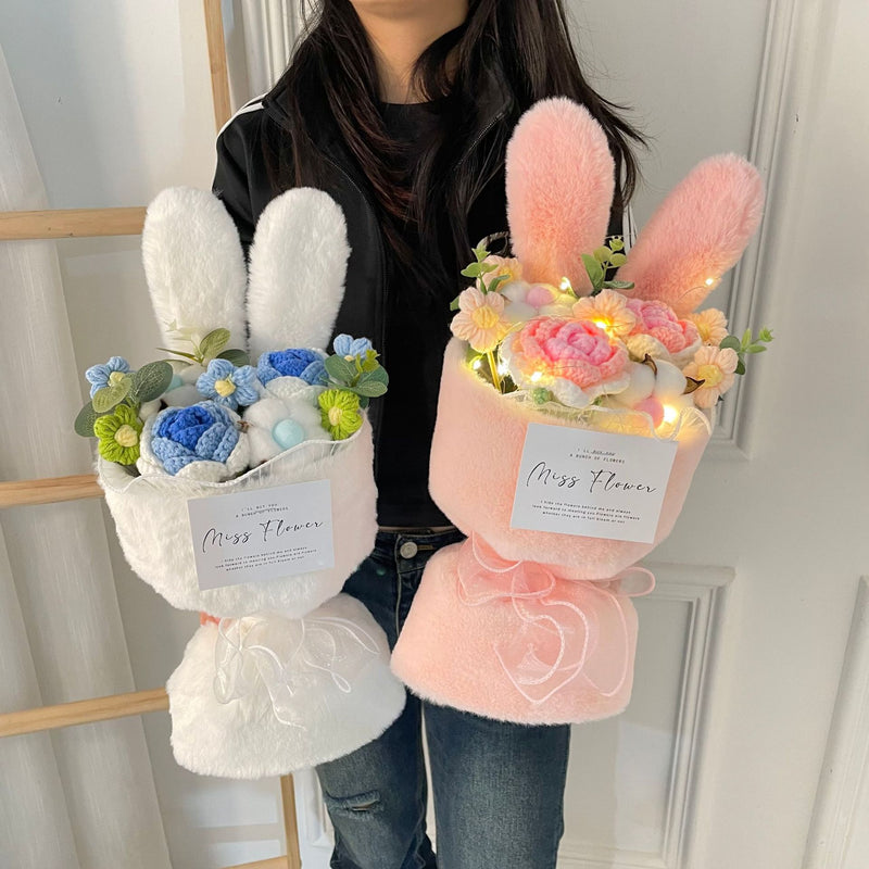 Knitted rabbit ear bouquet doll, view 3 - MRSLM