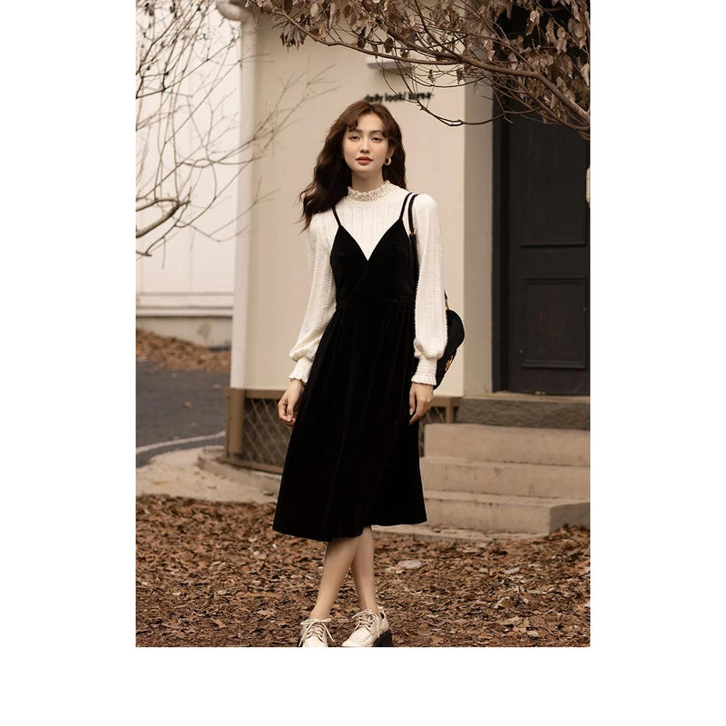 elegant lace patchwork dress, view 4 - MRSLM
