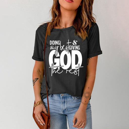 women's black slogan print t-shirt - MRSLM