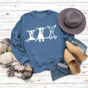 cute alpaca print crew neck sweatshirt, view 3 - MRSLM