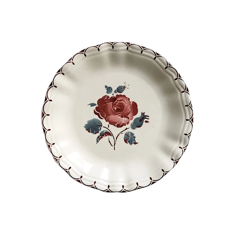 retro rose ceramic plate, view 5 - MRSLM