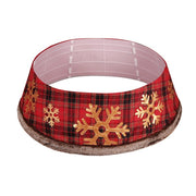 Christmas snowflake plaid tree skirt, view 3 - MRSLM