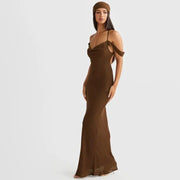 off shoulder maxi long dress, view 4 - MRSLM