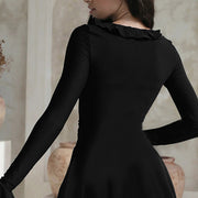 flared long sleeve A-line dress, view 3 - MRSLM