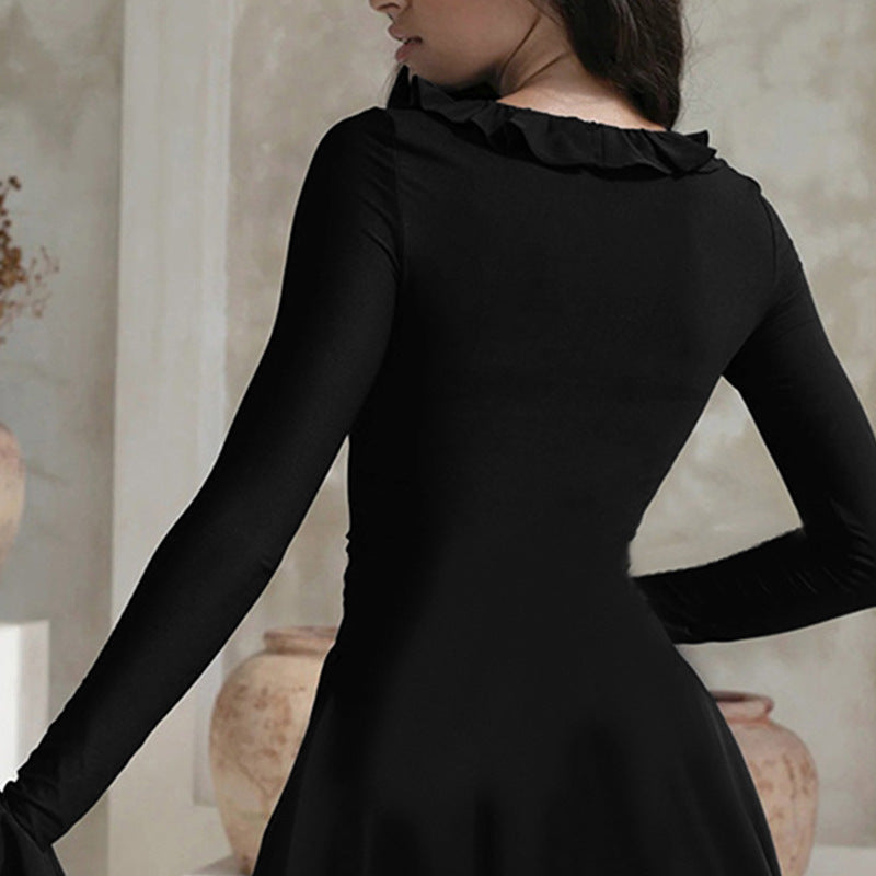flared long sleeve A-line dress, view 3 - MRSLM