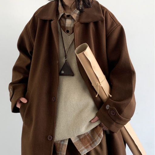 retro brown lapel coat - MRSLM