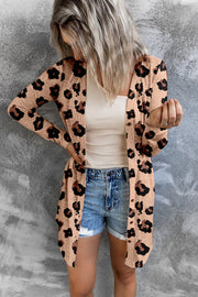 long leopard print loose cardigan sweater, view 4 - MRSLM