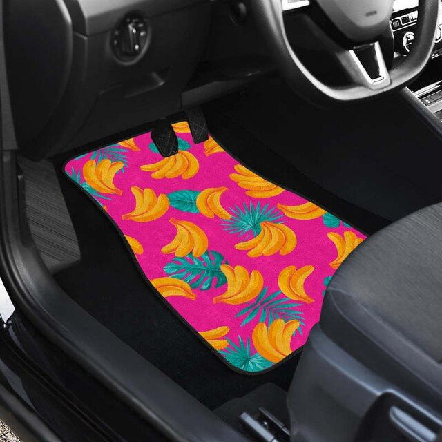 Tropical pink banana print car floor mats - MRSLM