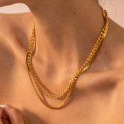 Double layer Cuban chain necklace, view 3 - MRSLM