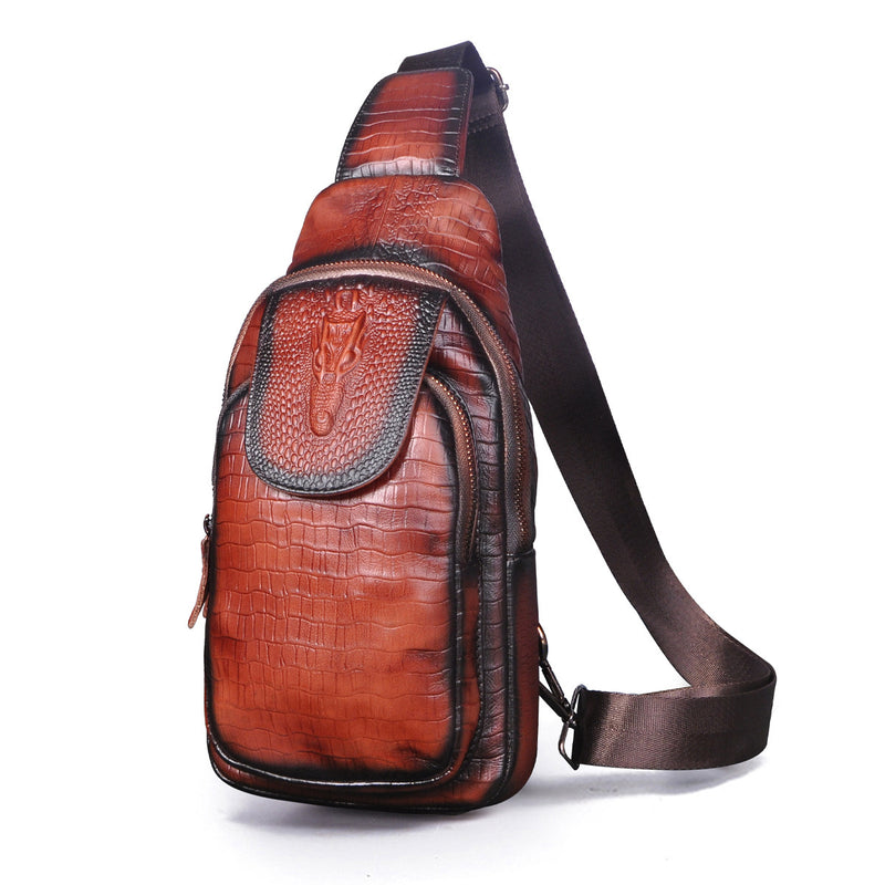 men's retro cowhide messenger bag, view 3 - MRSLM