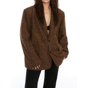 totem print blazer with long sleeves, view 3 - MRSLM