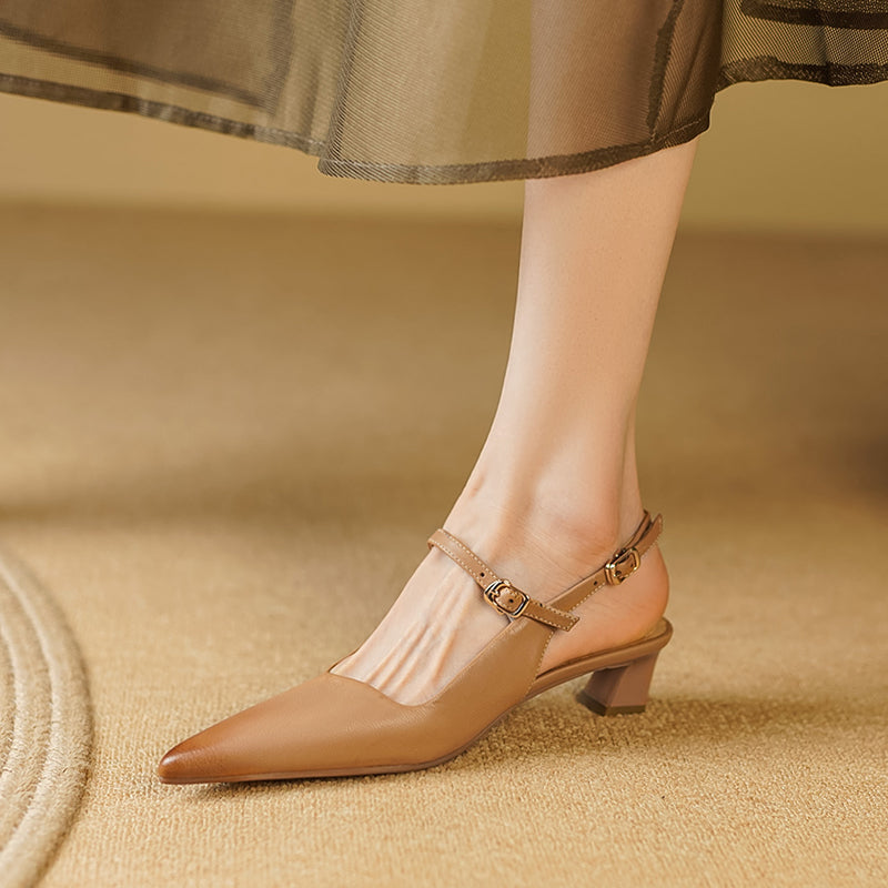 genuine leather high heel sandals, view 9 - MRSLM
