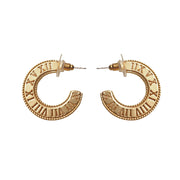 gold-tone roman numeral ring earrings, view 2 - MRSLM