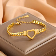 love heart cuban chain bracelet, view 5 - MRSLM