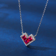 sterling silver heart pendant necklace, view 3 - MRSLM