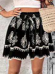 Printed wide-leg casual shorts for women, view 6 - MRSLM
