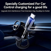 60w usb type c pd spring car charging cable, view 5 - MRSLM