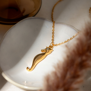 gold seahorse rhinestone pendant necklace, view 7 - MRSLM