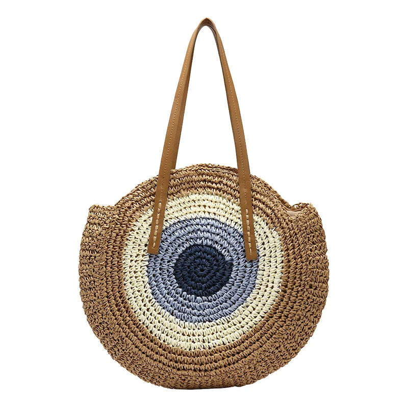 woven straw beach tote, view 4 - MRSLM