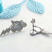 sterling silver shell cloud stud earrings, view 2 - MRSLM