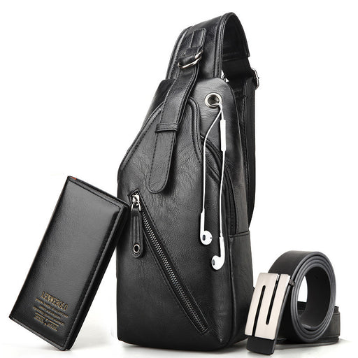 Men's chest single shoulder bag with charging port - MRSLM