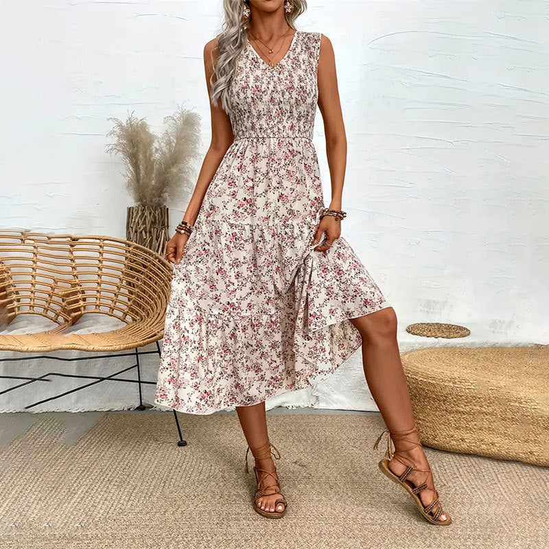 floral flounce sleeveless dress, view 2 - MRSLM