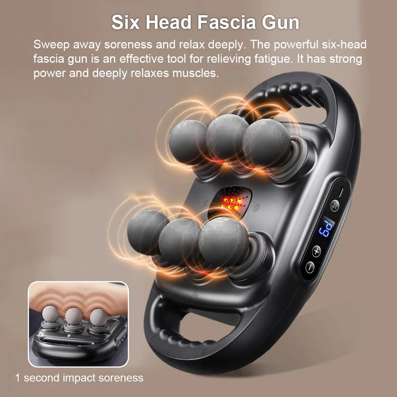 fascia massage gun with 6 heads, view 5 - MRSLM