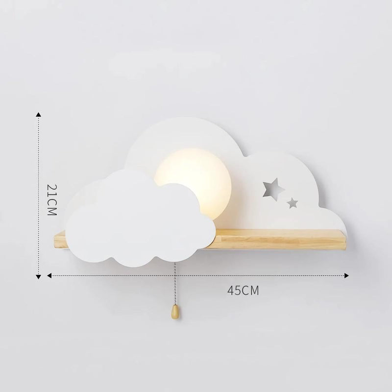 cloud and moon wall lamp with pull switch, view 4 - MRSLM
