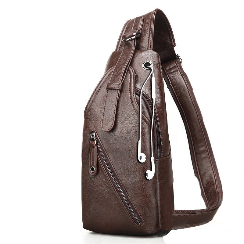 Men's chest single shoulder bag with charging port, view 11 - MRSLM