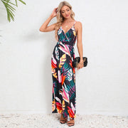 backless floral suspender dress, view 7 - MRSLM