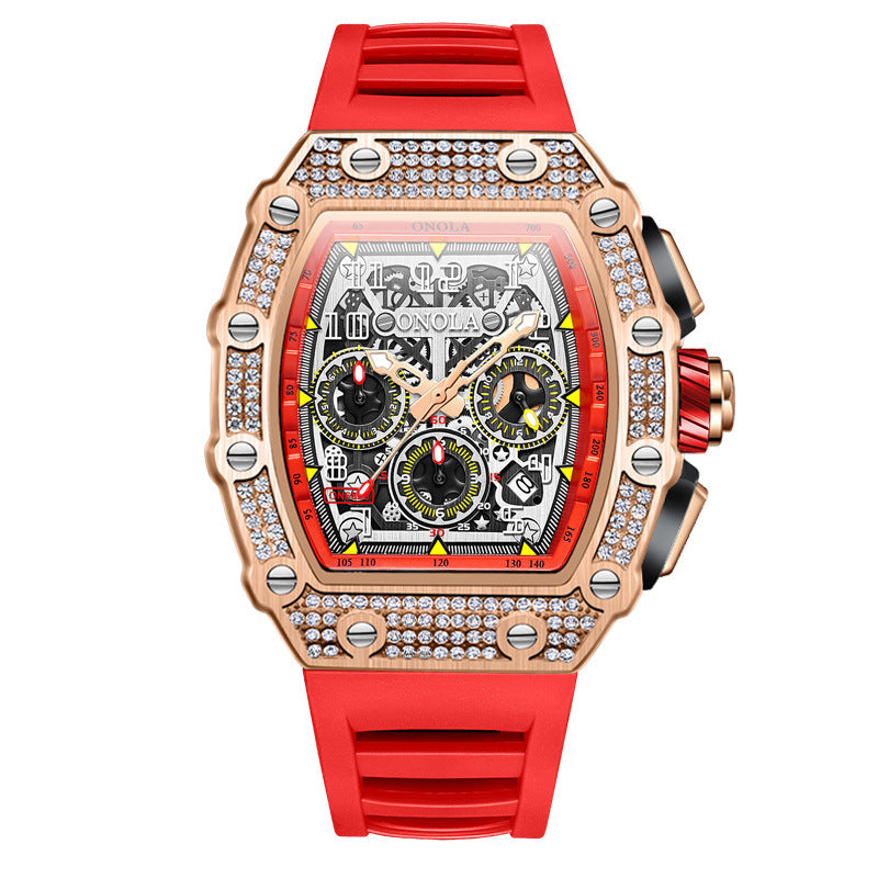men's full diamond mechanical watch, view 7 - MRSLM