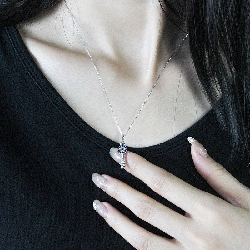 Women's 925 silver key pendant necklace - MRSLM