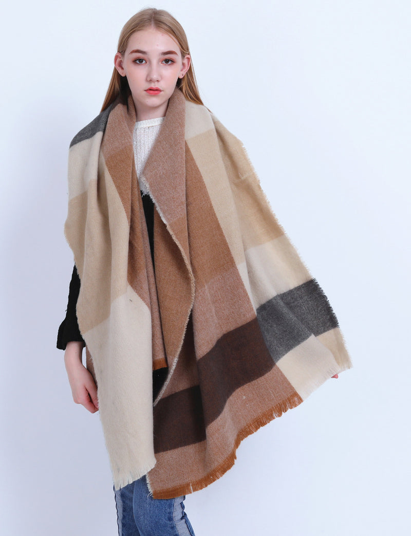 Oversized plaid faux cashmere scarf - MRSLM