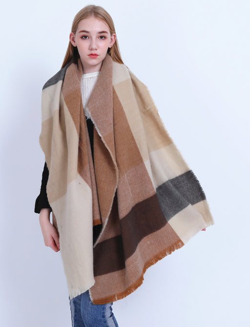 Oversized plaid faux cashmere scarf - MRSLM