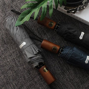 automatic windproof golf umbrella with wooden handle, view 5 - MRSLM