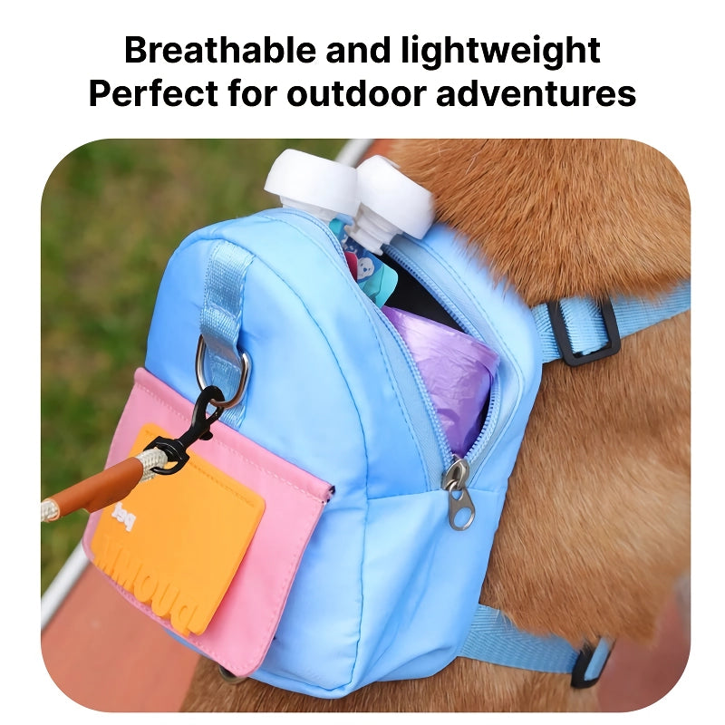 waterproof dog backpack with harness and collar, view 8 - MRSLM