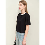 women's embroidered cotton t-shirt, view 3 - MRSLM
