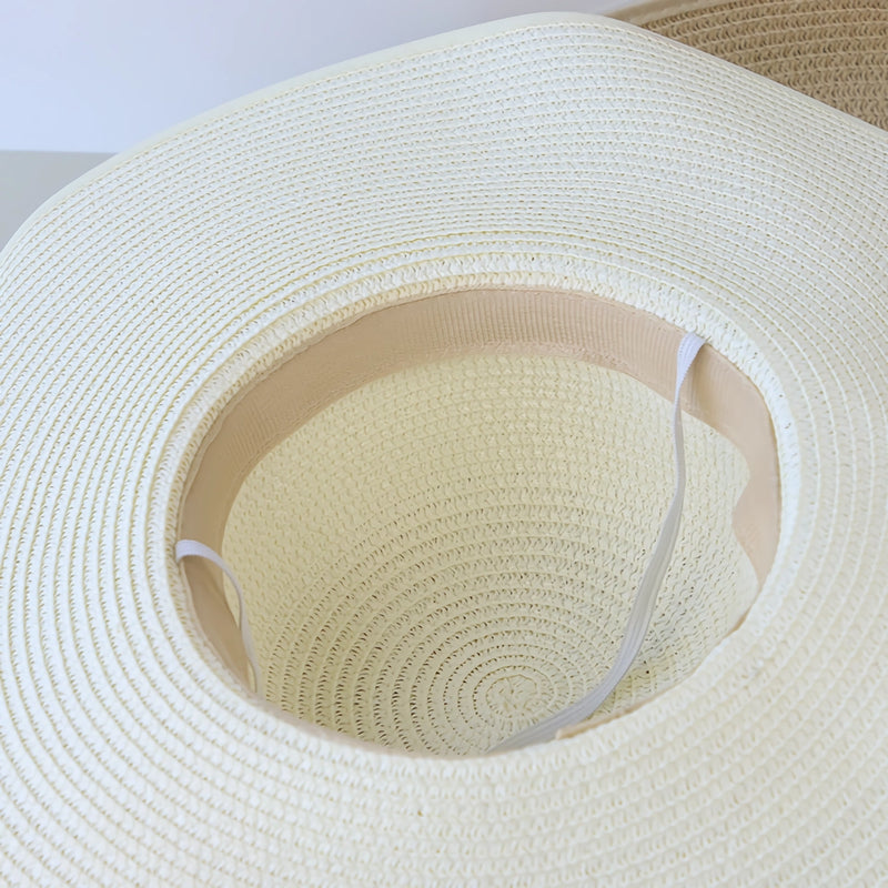 Wide brim straw hat with bowknot, view 7 - MRSLM