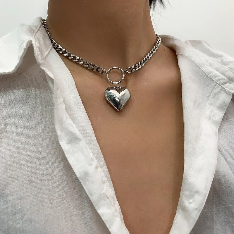 heart pendant punk choker, view 4 - MRSLM
