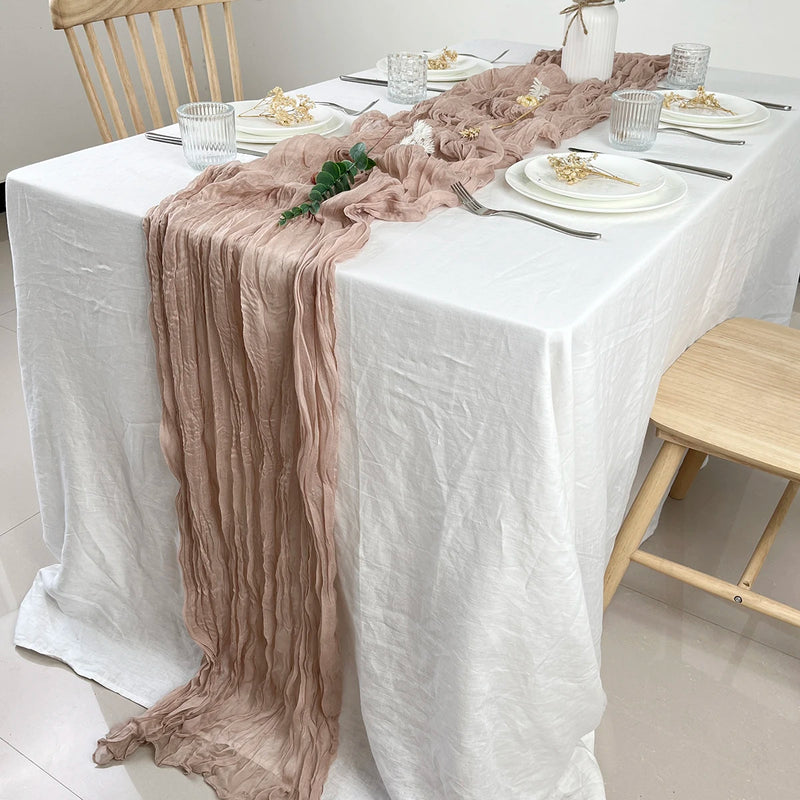 semi-sheer gauze table runner, view 8 - MRSLM