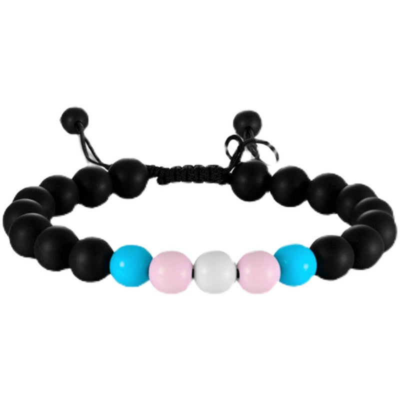 black onyx gender couple bracelet, view 3 - MRSLM