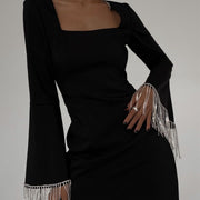 tassel back hollow bell sleeve dress, view 5 - MRSLM