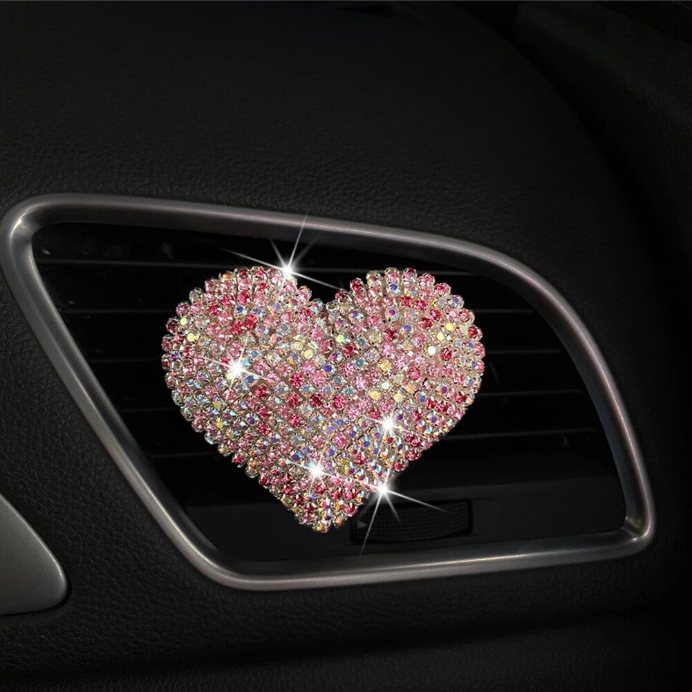 Luxurious Heart-Shaped Diamond Car Perfume Clip