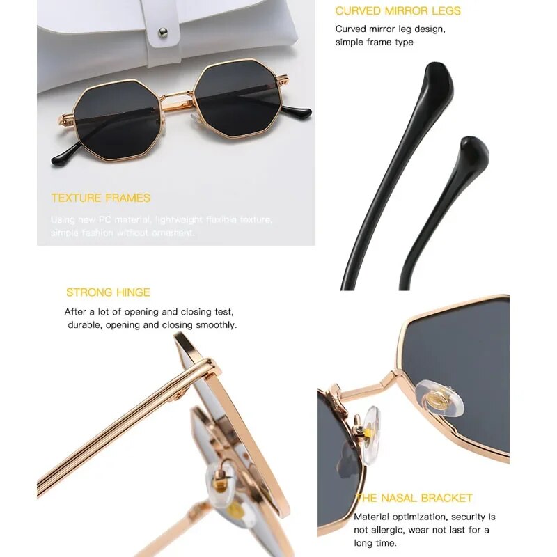 polygonal metal sunglasses for women, view 10 - MRSLM