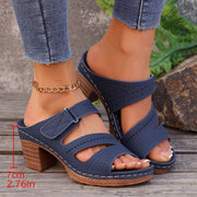 Square-heel peep-toe slides, view 7 - MRSLM