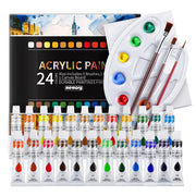 acrylic paint set 24 colors with brushes, view 4 - MRSLM