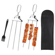 stainless steel 3-way bbq skewers with brush, view 2 - MRSLM